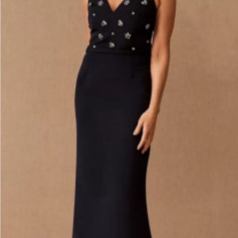 Amsale Navy Embellished Maxi Dress - Picture 3 of 12